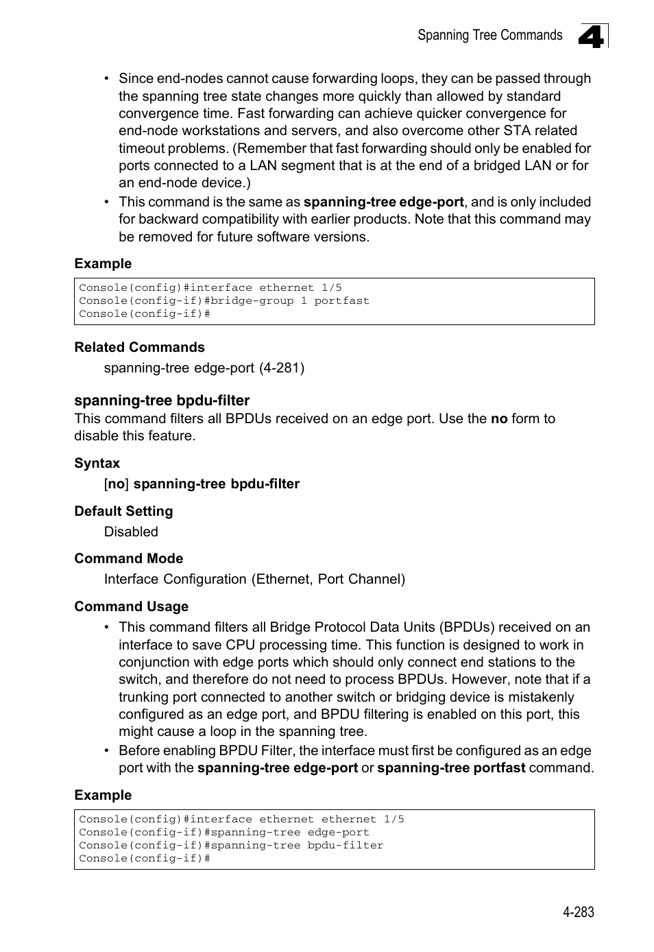 Spanning-tree bpdu-filter | LevelOne FGL-2870 User Manual | Page 649 / 800