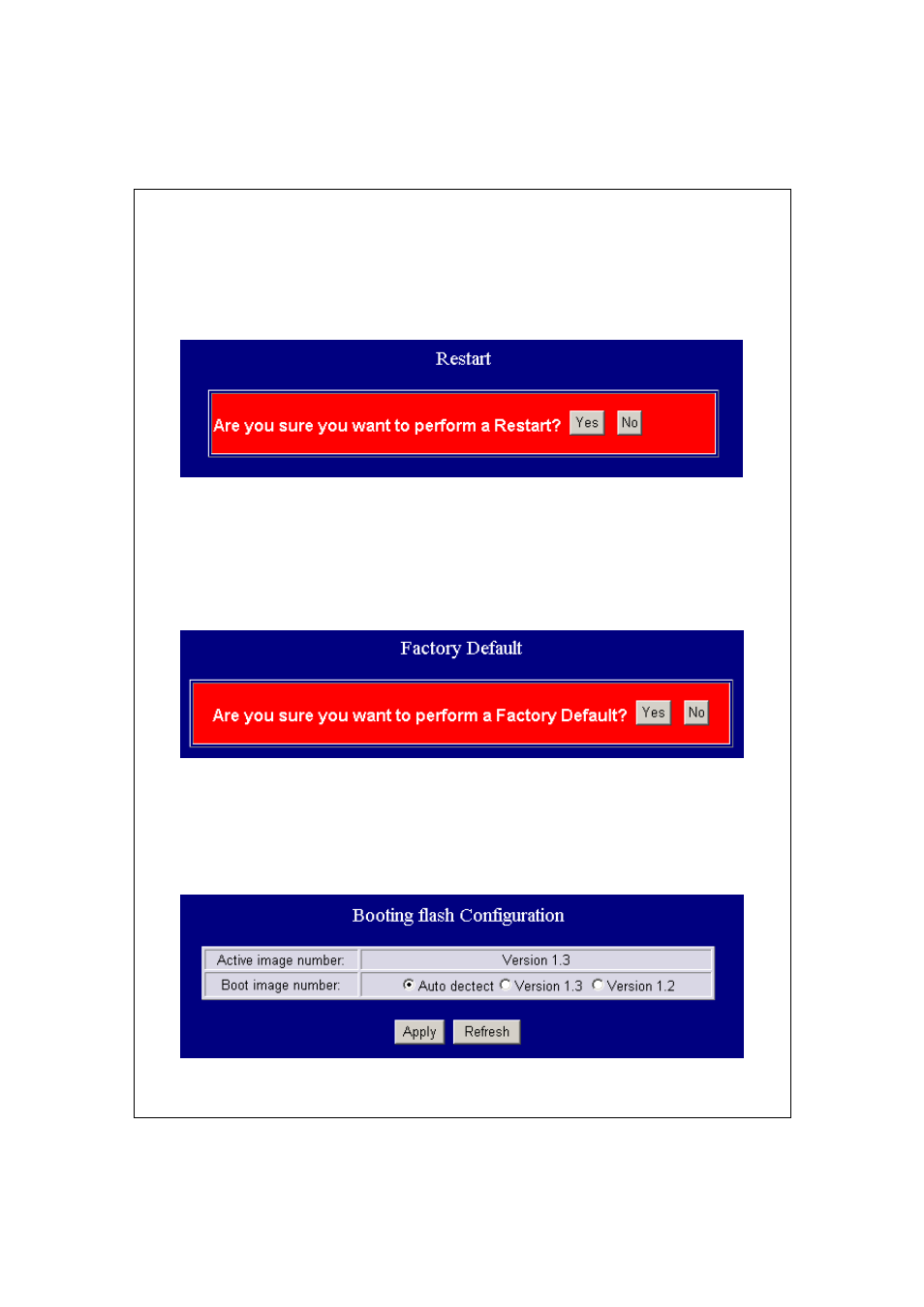 Restart, Factory default, Smart boot | Estart, Actory, Efault, Mart | LevelOne GES-0852 User Manual | Page 27 / 29
