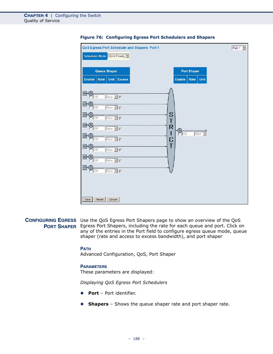 Configuring egress port shaper | LevelOne GSW-4876 User Manual | Page 188 / 314