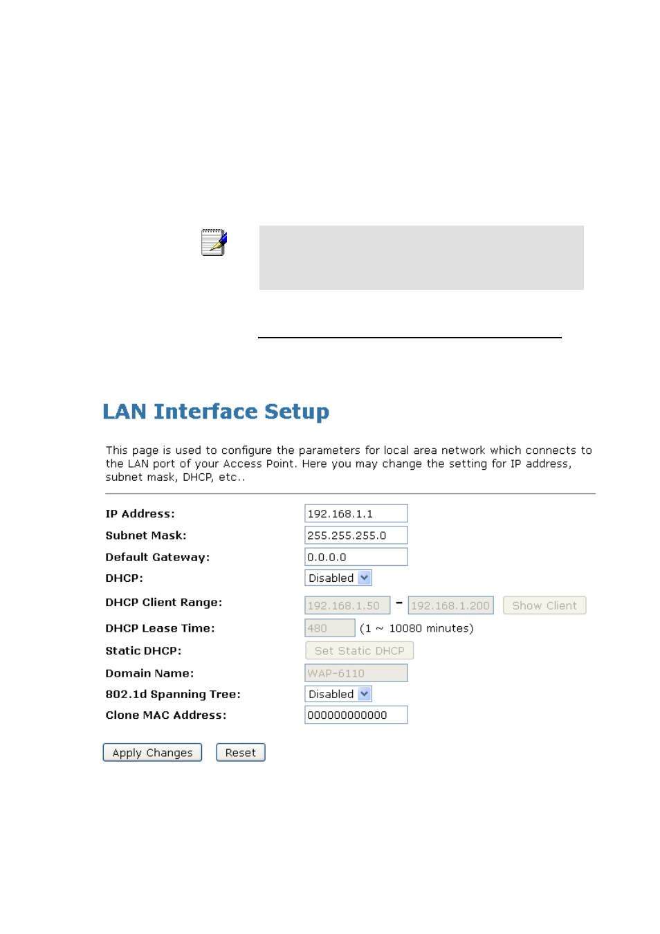 Lan interface, Lan interface setup | LevelOne WAP-6110 User Manual | Page 106 / 150