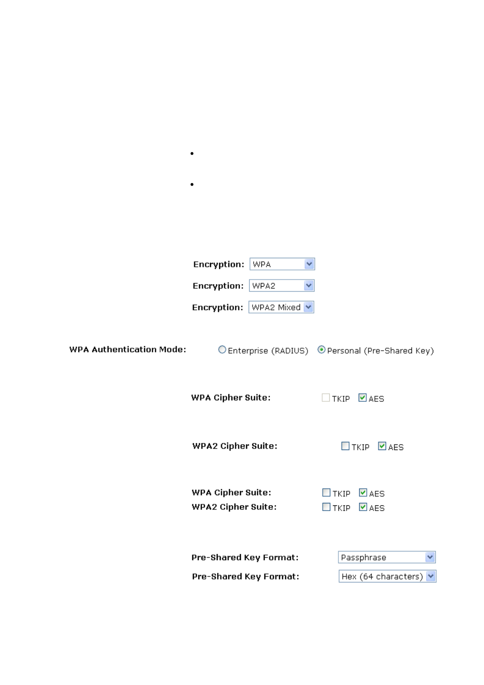 Wpa/wpa2/wpa2 mixed + personal (pre-shared key) | LevelOne WAP-6110 User Manual | Page 53 / 150