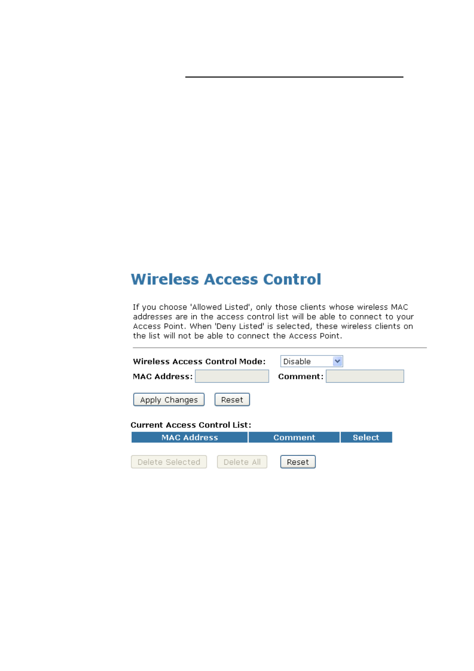 Access control, Allow listed | LevelOne WAP-6110 User Manual | Page 56 / 150