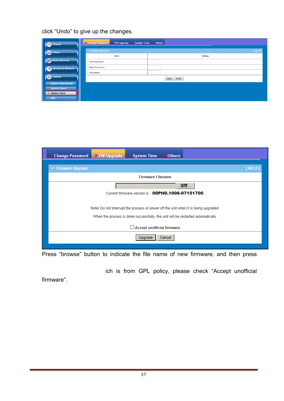 Fw upgrade, 2 fw upgrade | LevelOne WAP-6150 User Manual | Page 37 / 49