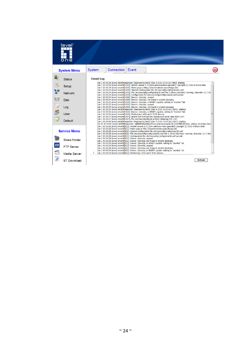 Event | LevelOne GNS-1001 User Manual | Page 28 / 41