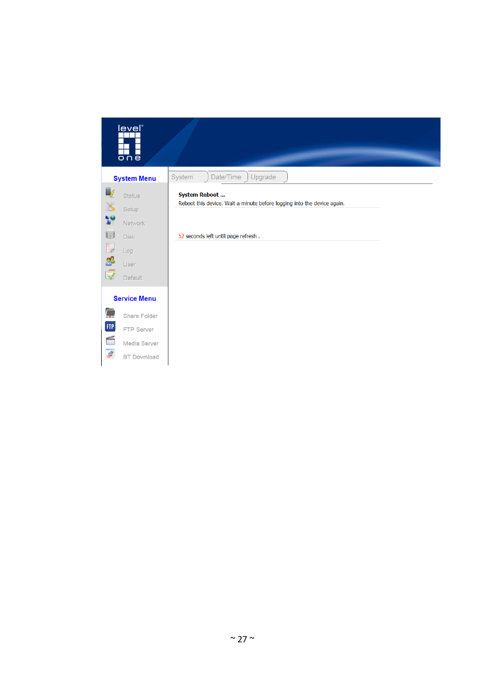 Default, Reset to default | LevelOne GNS-1001 User Manual | Page 31 / 41