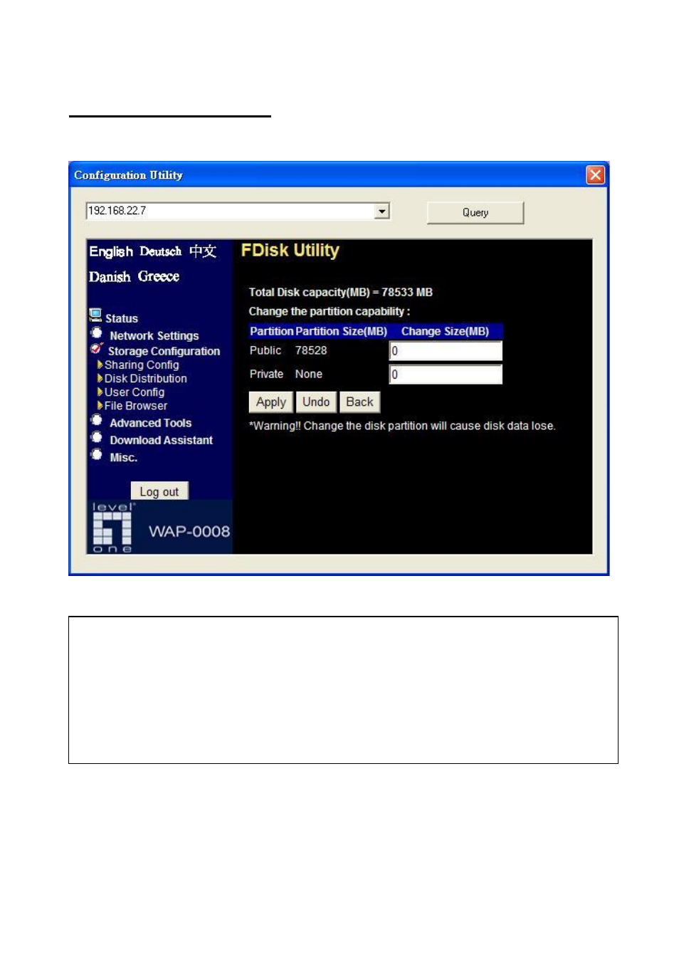 Create a new partition | LevelOne WAP-0008 User Manual | Page 82 / 138