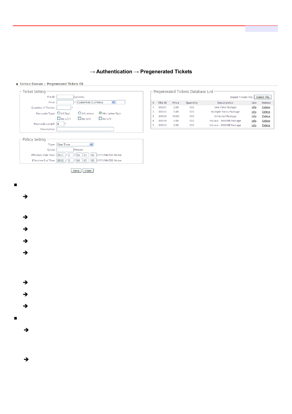 2 configure pregenerated tickets | LevelOne WHG-1000 User Manual | Page 68 / 136