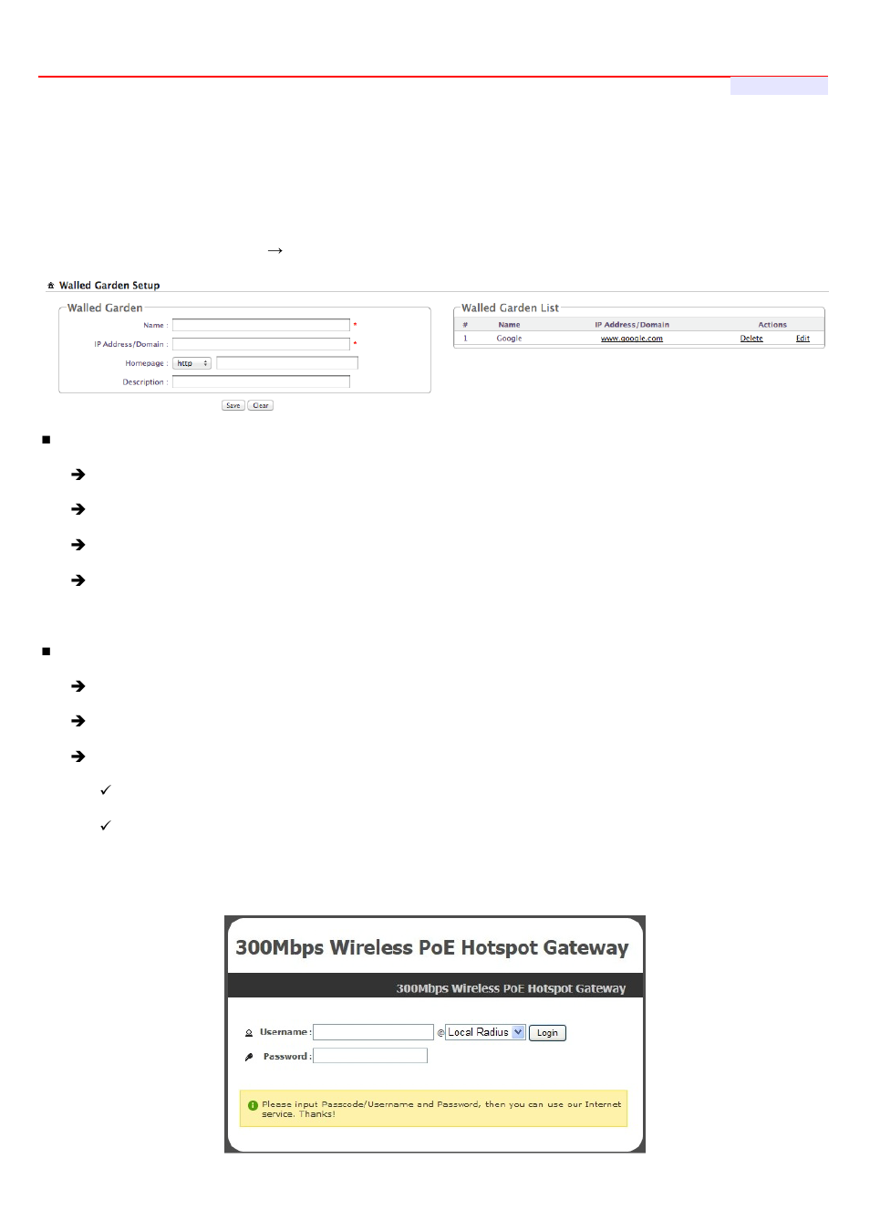 4 configure walled garden | LevelOne WHG-1000 User Manual | Page 97 / 136