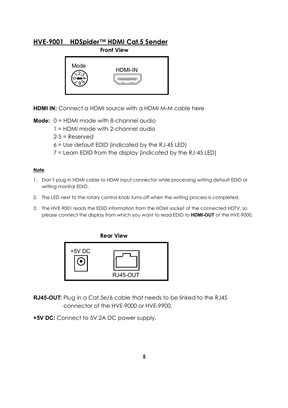 LevelOne HVE-9001 User Manual | Page 6 / 16