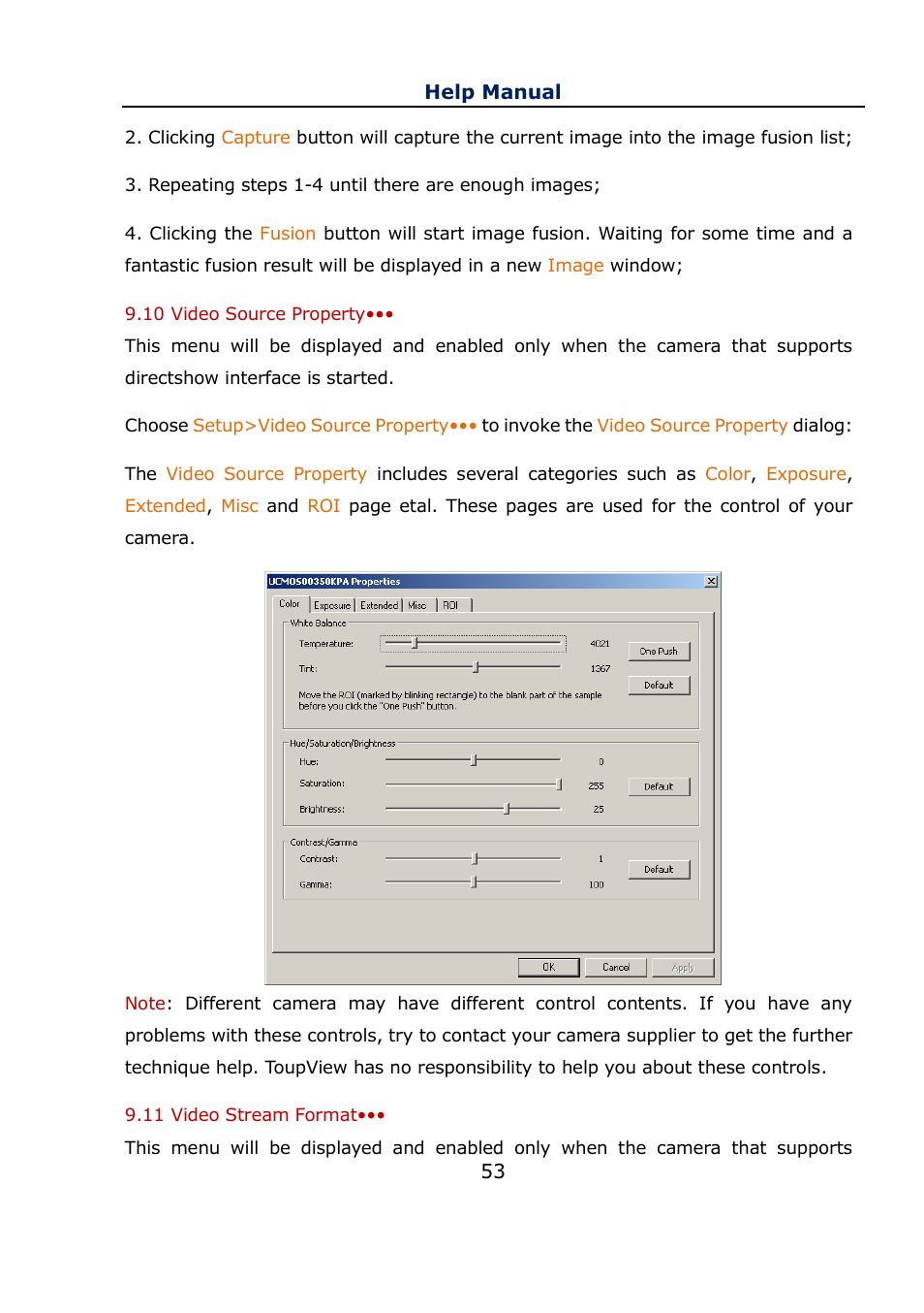10 video source property, 11 video stream format, Video source property | Video stream format | Levenhuk C800 NG Digital Camera, USB 2.0 User Manual | Page 61 / 143