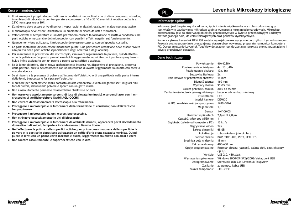 Levenhuk mikroskopy biologiczne | Levenhuk D50L NG Digital Microscope User Manual | Page 13 / 23