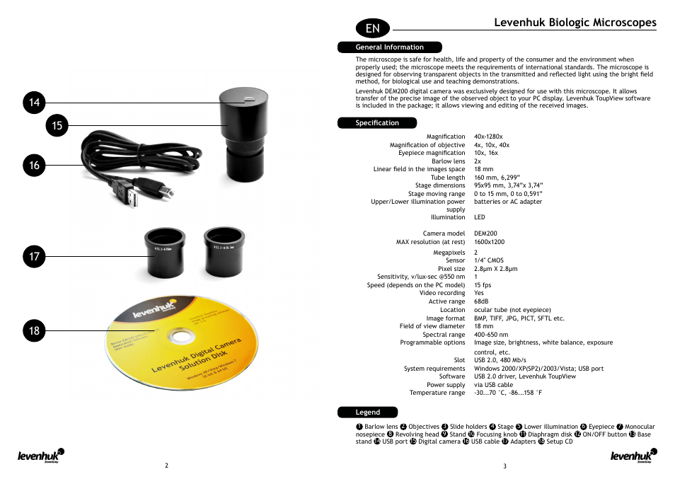 Levenhuk D50L NG Digital Microscope User Manual | Page 3 / 23