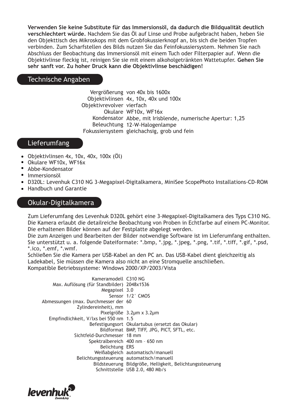 Levenhuk D320L Digital Biological Microscope User Manual | Page 12 / 28