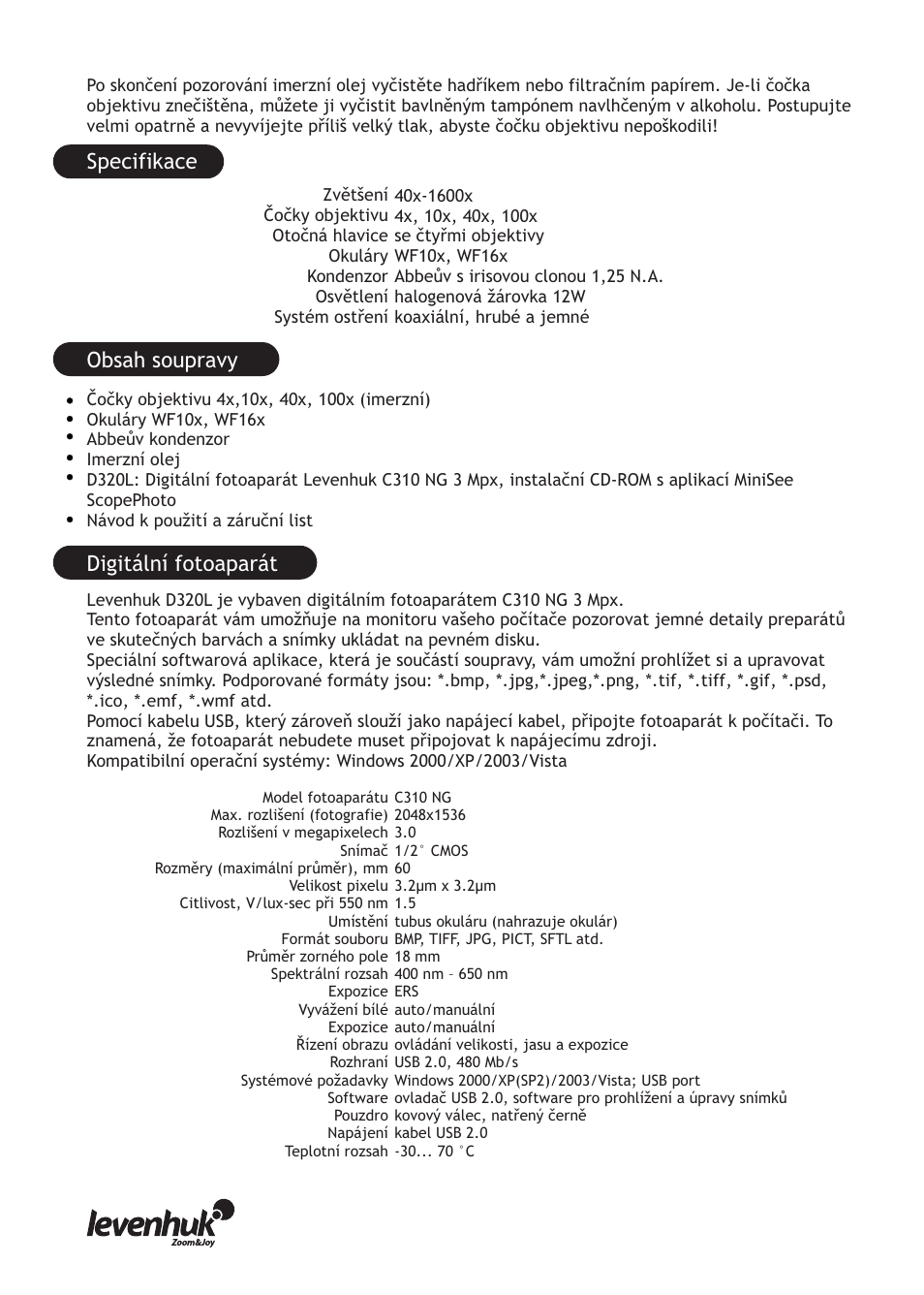 Levenhuk D320L Digital Biological Microscope User Manual | Page 8 / 28