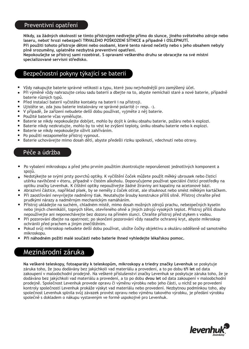 Mezinárodní záruka | Levenhuk D320L Digital Biological Microscope User Manual | Page 9 / 28