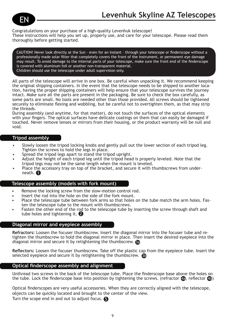 Levenhuk skyline az telescopes | Levenhuk Skyline 70x700 AZ Telescope User Manual | Page 10 / 36