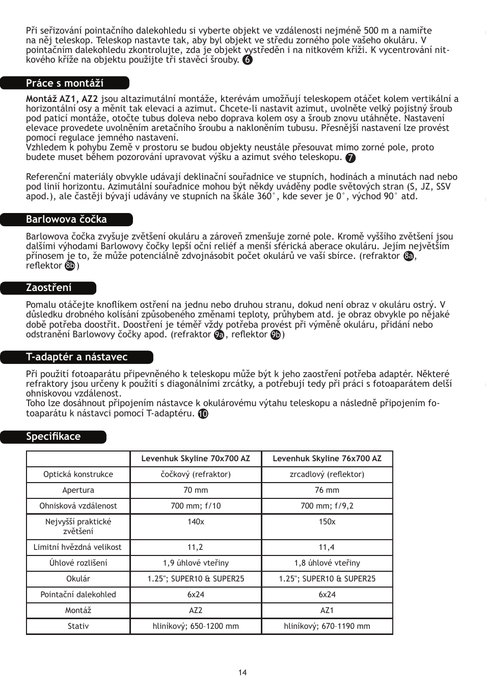 Levenhuk Skyline 70x700 AZ Telescope User Manual | Page 15 / 36