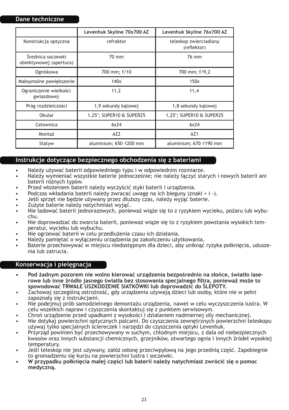 Levenhuk Skyline 70x700 AZ Telescope User Manual | Page 24 / 36
