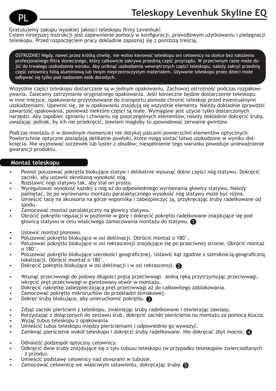 Teleskopy levenhuk skyline eq | Levenhuk Skyline 130x900 EQ Telescope User Manual | Page 29 / 48