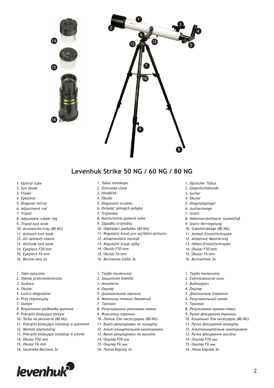 Levenhuk Strike 80 NG Telescope User Manual | Page 2 / 27