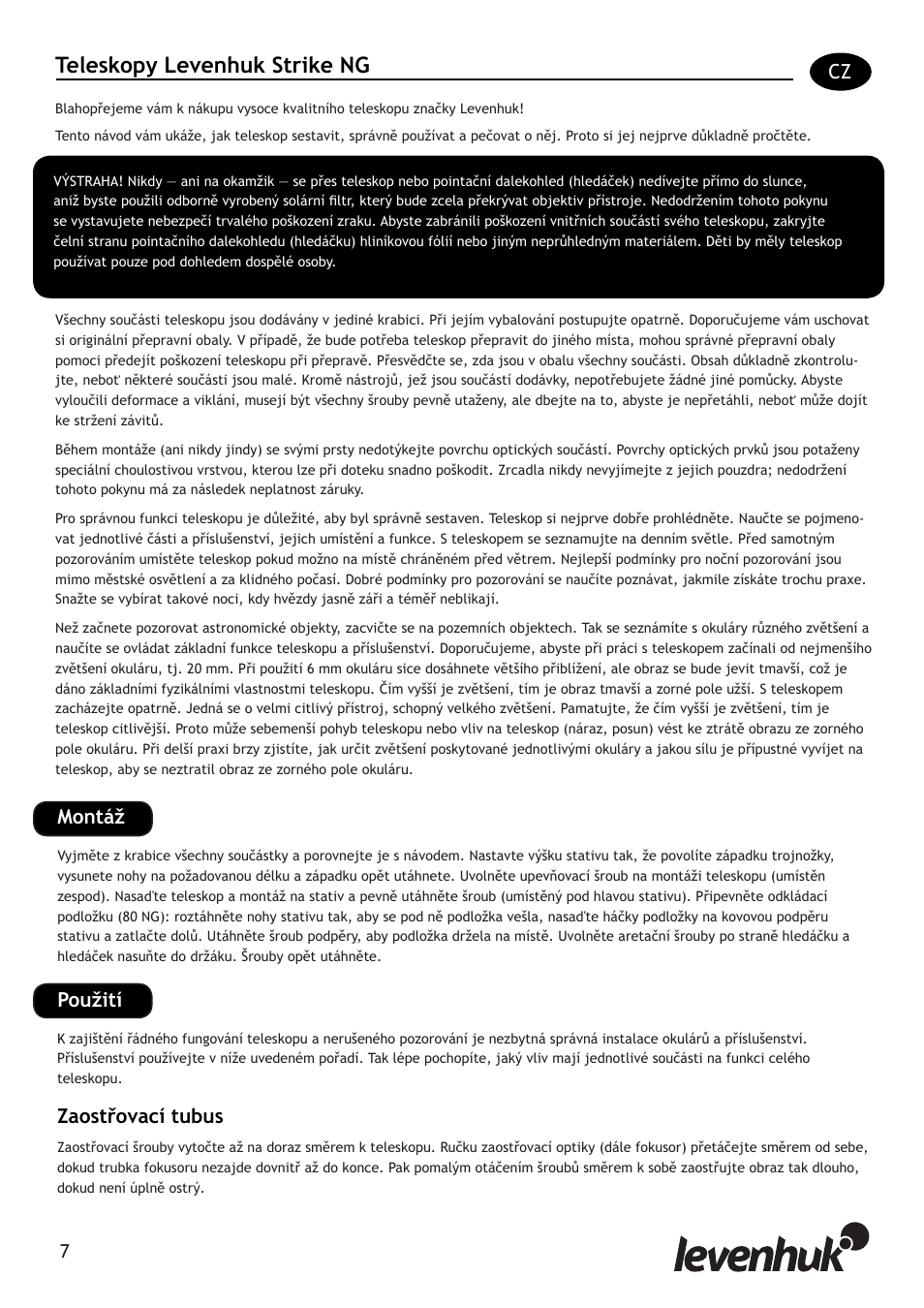 Teleskopy levenhuk strike ng | Levenhuk Strike 80 NG Telescope User Manual | Page 7 / 27