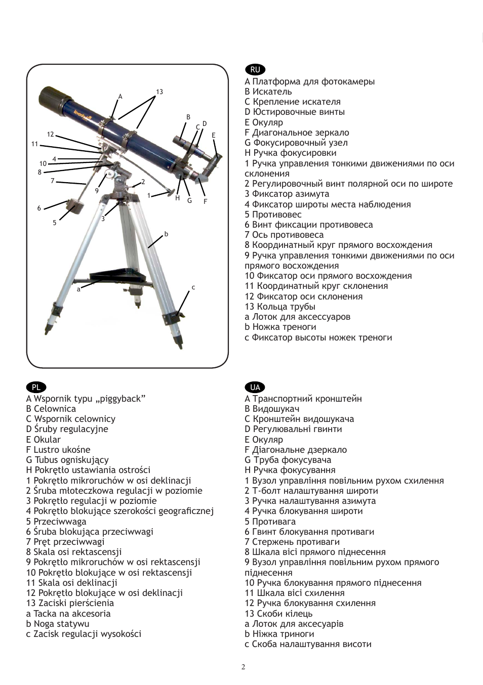 Levenhuk Strike 1000 PRO Telescope User Manual | Page 4 / 60