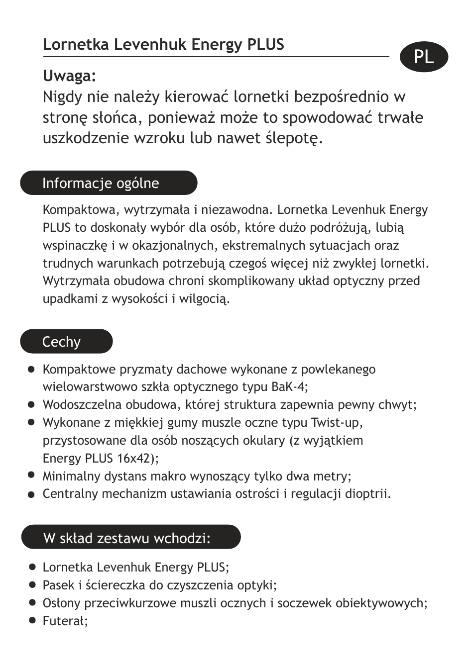 Levenhuk Energy PLUS 12x50 Binoculars User Manual | Page 21 / 40