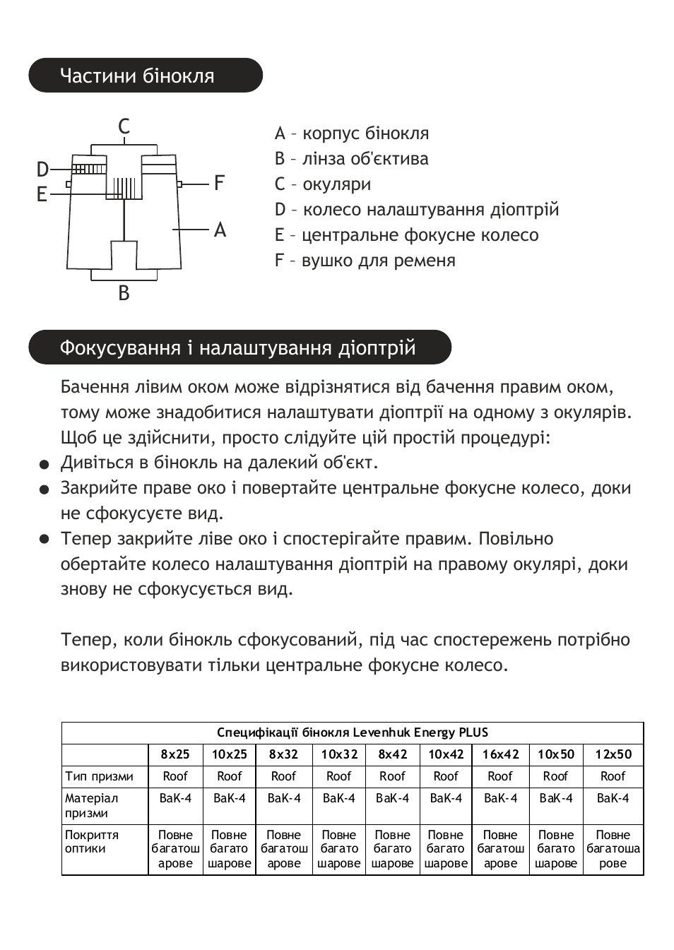 Levenhuk Energy PLUS 12x50 Binoculars User Manual | Page 34 / 40