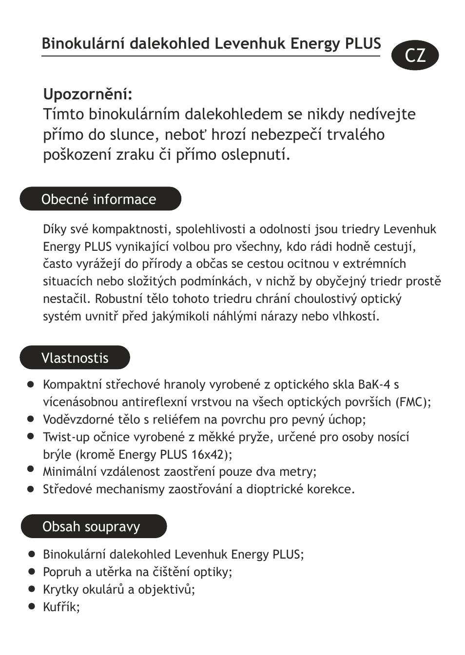 Levenhuk Energy PLUS 12x50 Binoculars User Manual | Page 9 / 40