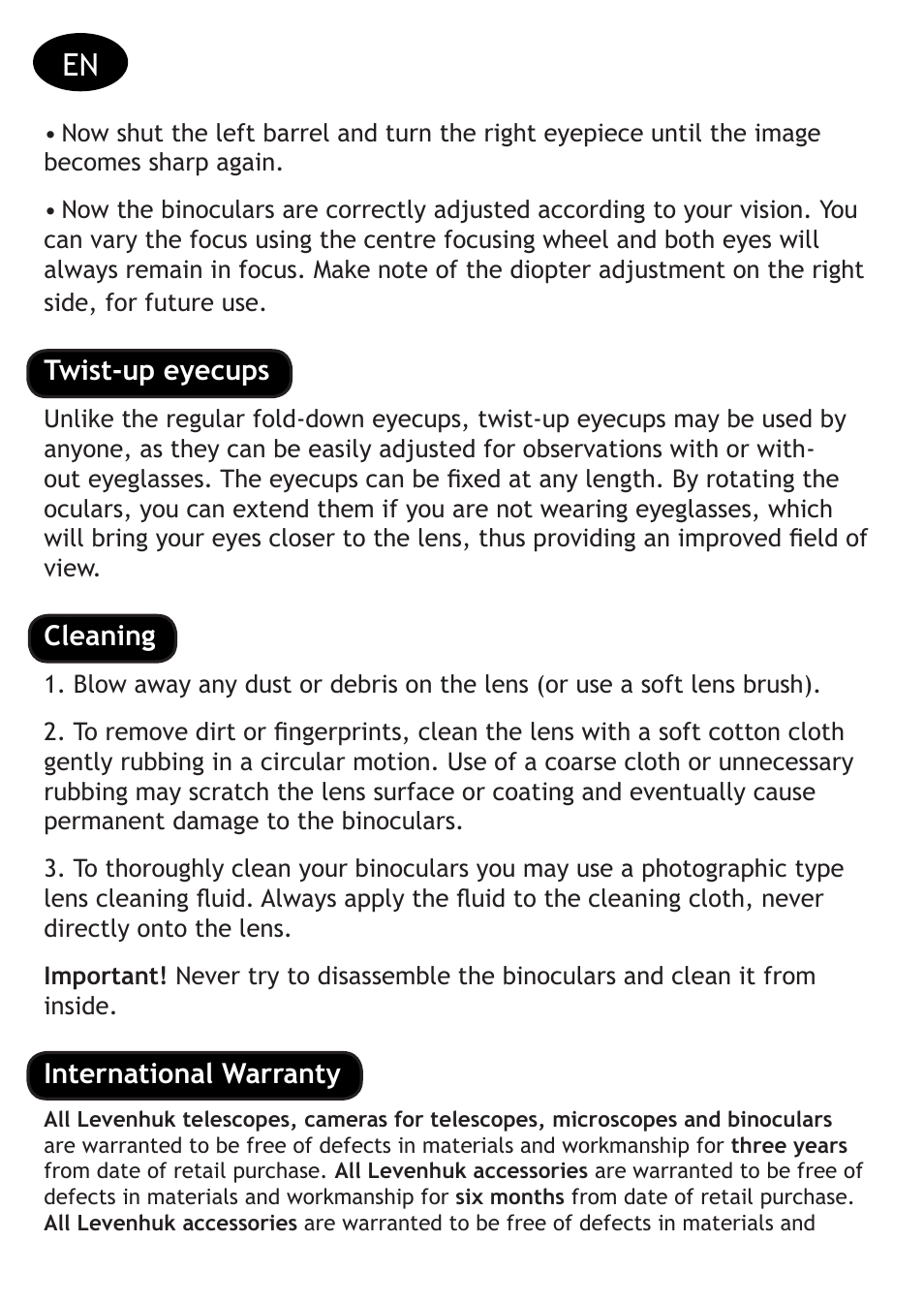 Levenhuk Monaco 15x56 Binoculars User Manual | Page 4 / 28