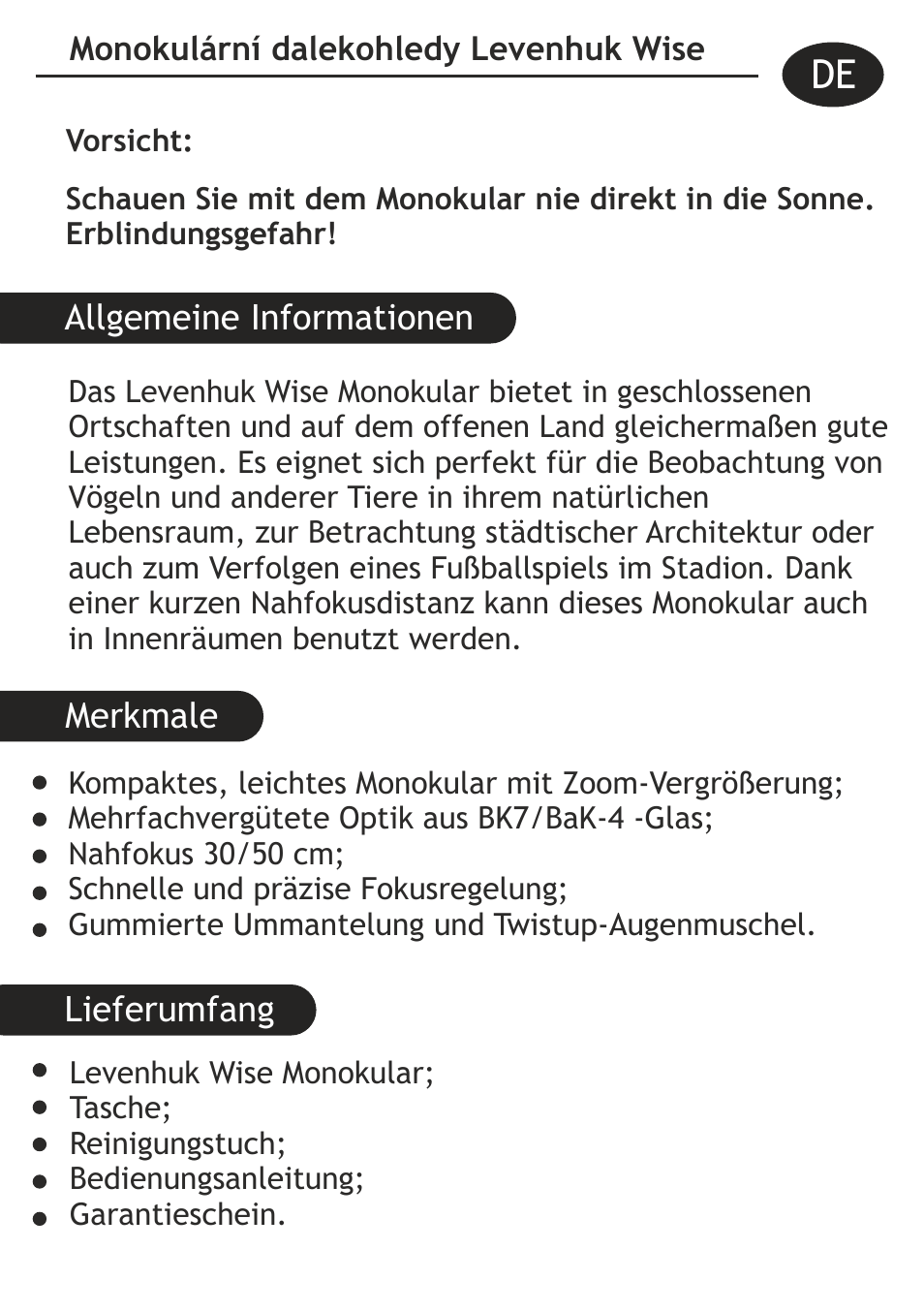 Levenhuk Wise 10-30x25 Monocular User Manual | Page 15 / 40