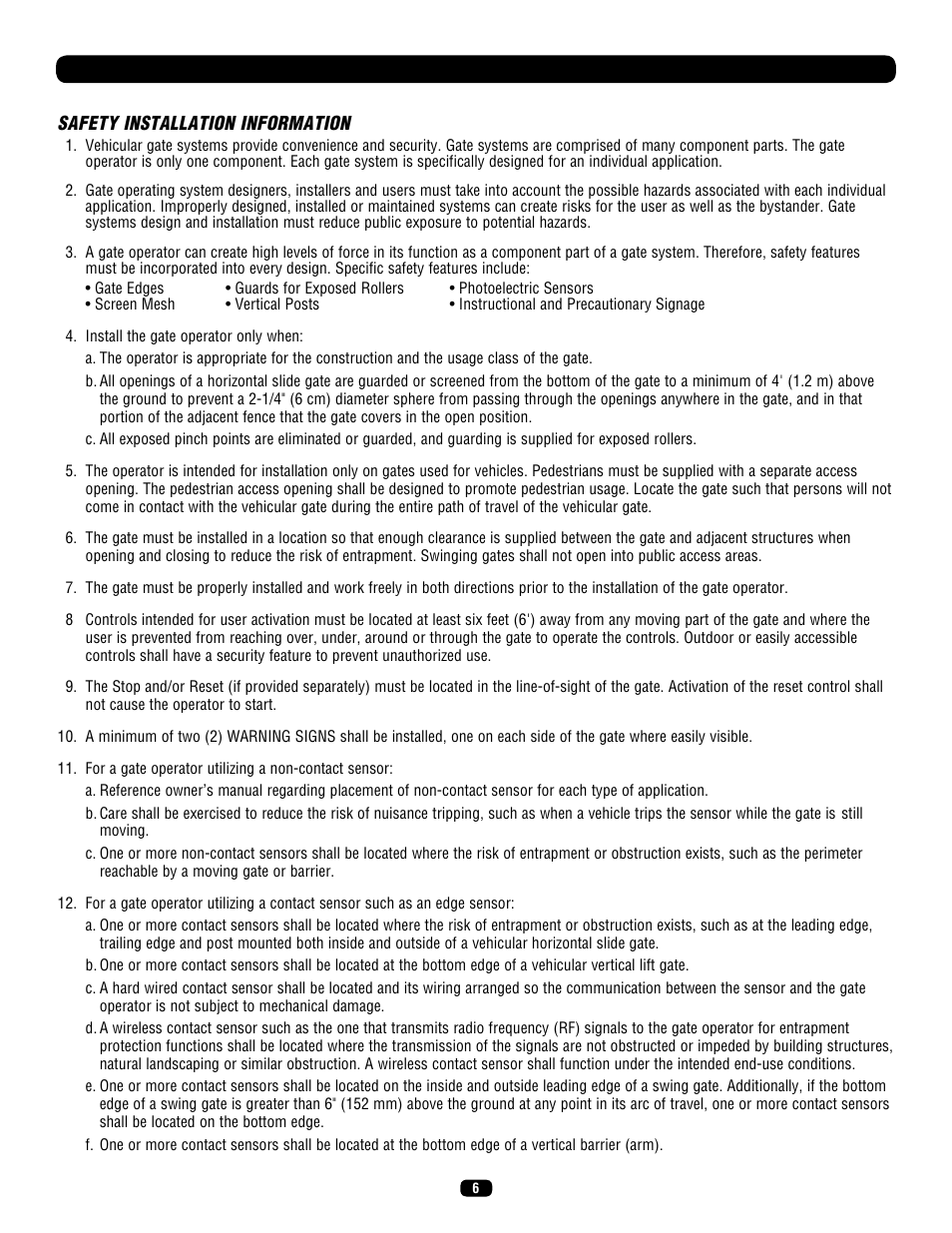 Operator warnings | LiftMaster SL575 Heavy-Duty Commercial Slide Gate Operator User Manual | Page 6 / 40