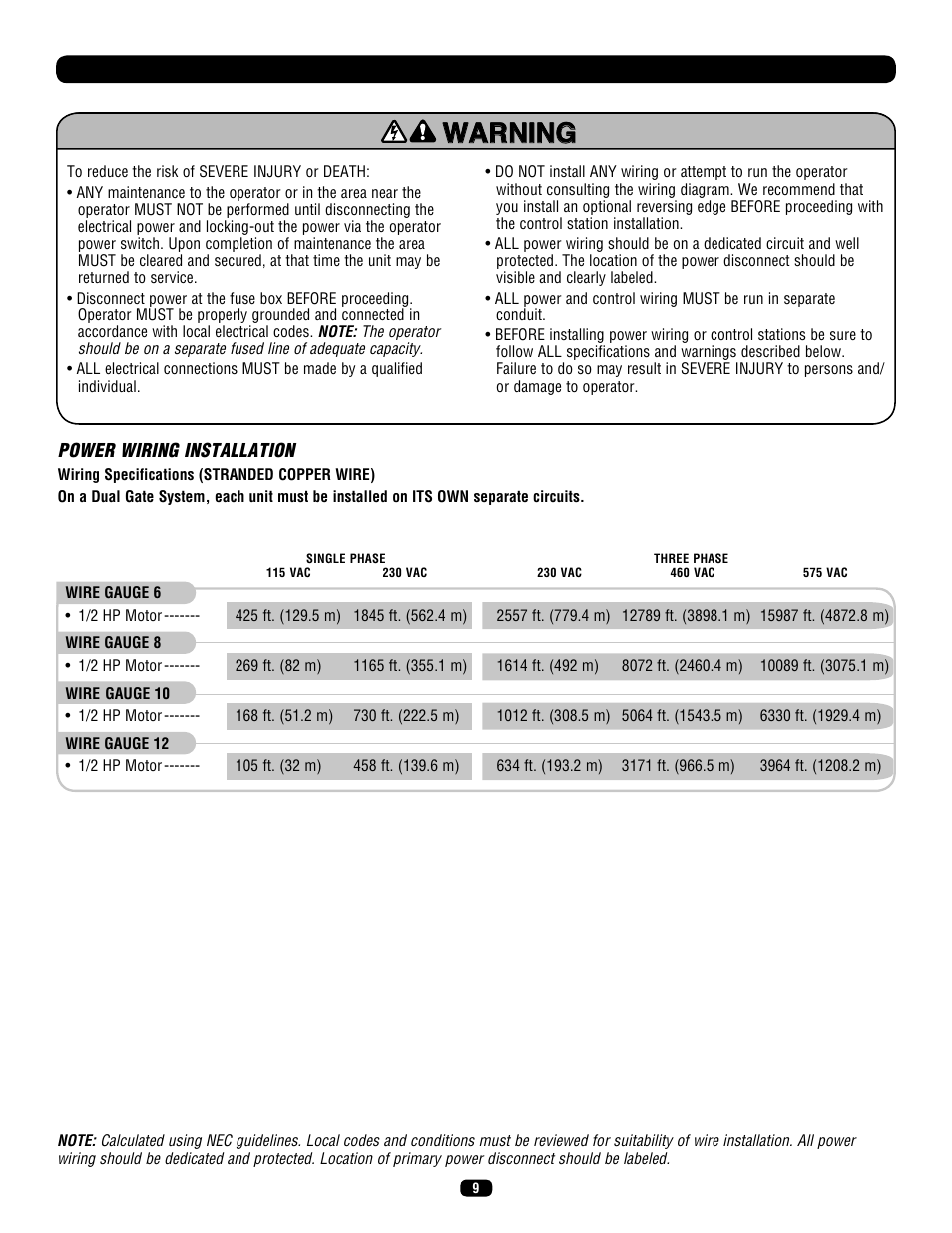 Wiring | LiftMaster SL575 Heavy-Duty Commercial Slide Gate Operator User Manual | Page 9 / 40