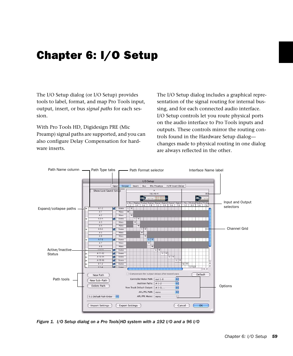 Chapter 6: i/o setup, Chapter 6. i/o setup | M-AUDIO Pro Tools Recording Studio User Manual | Page 77 / 1112