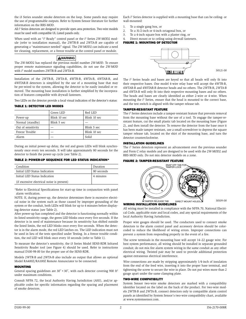 System Sensor i3 Series Thermal Detectors User Manual | Page 2 / 4