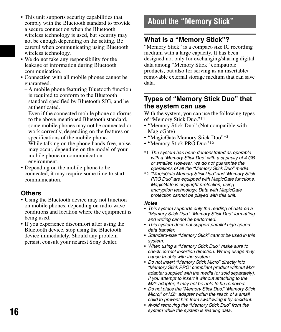 About the “memory stick, What is a “memory stick | Sony NV-U83 User Manual | Page 16 / 194