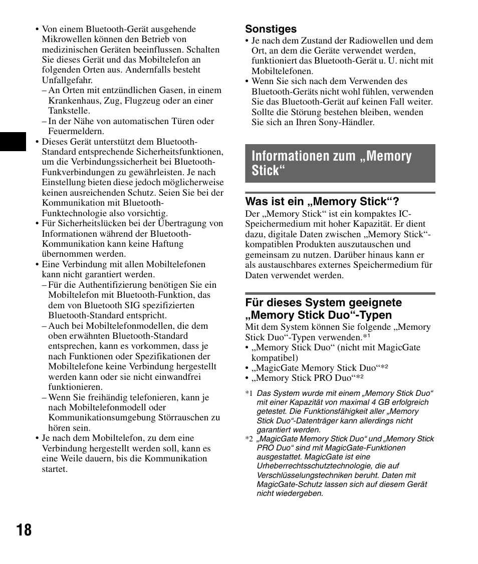 Informationen zum „memory stick, Was ist ein „memory stick | Sony NV-U83 User Manual | Page 40 / 194