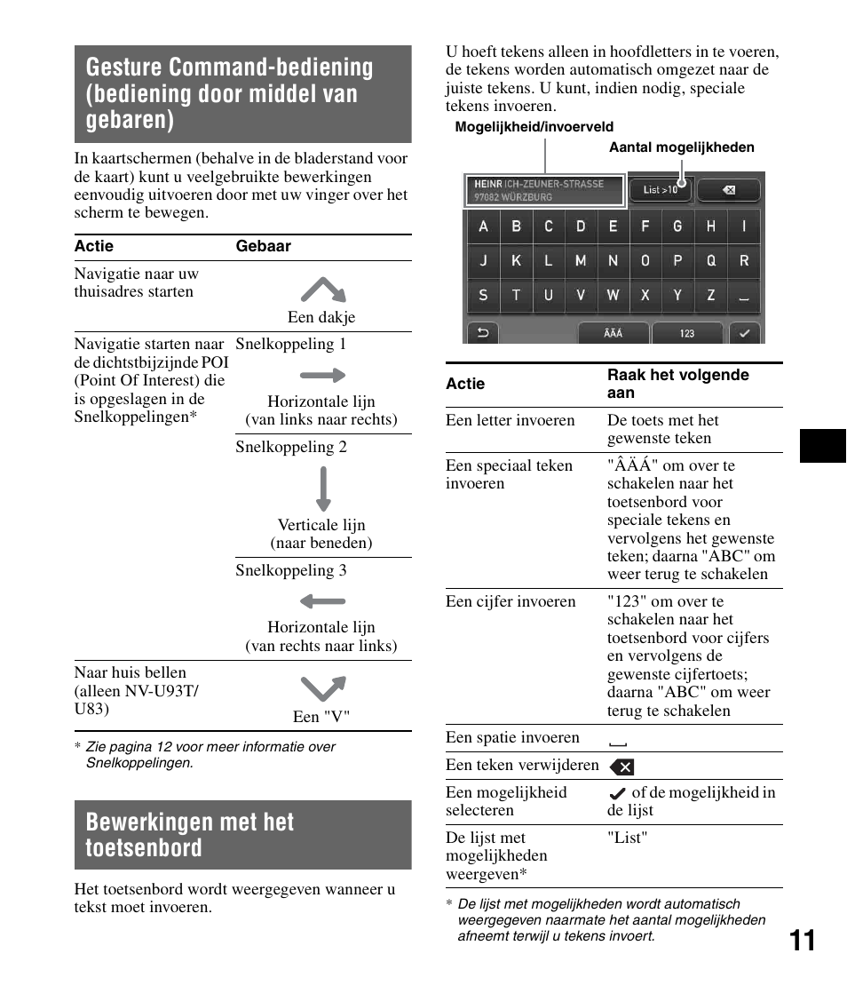 Bewerkingen met het toetsenbord, Gesture command-bediening, Bediening door middel van gebaren) | Sony NV-U83 User Manual | Page 81 / 194