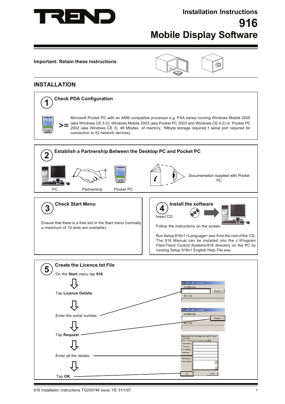 TREND 916 User Manual | 2 pages