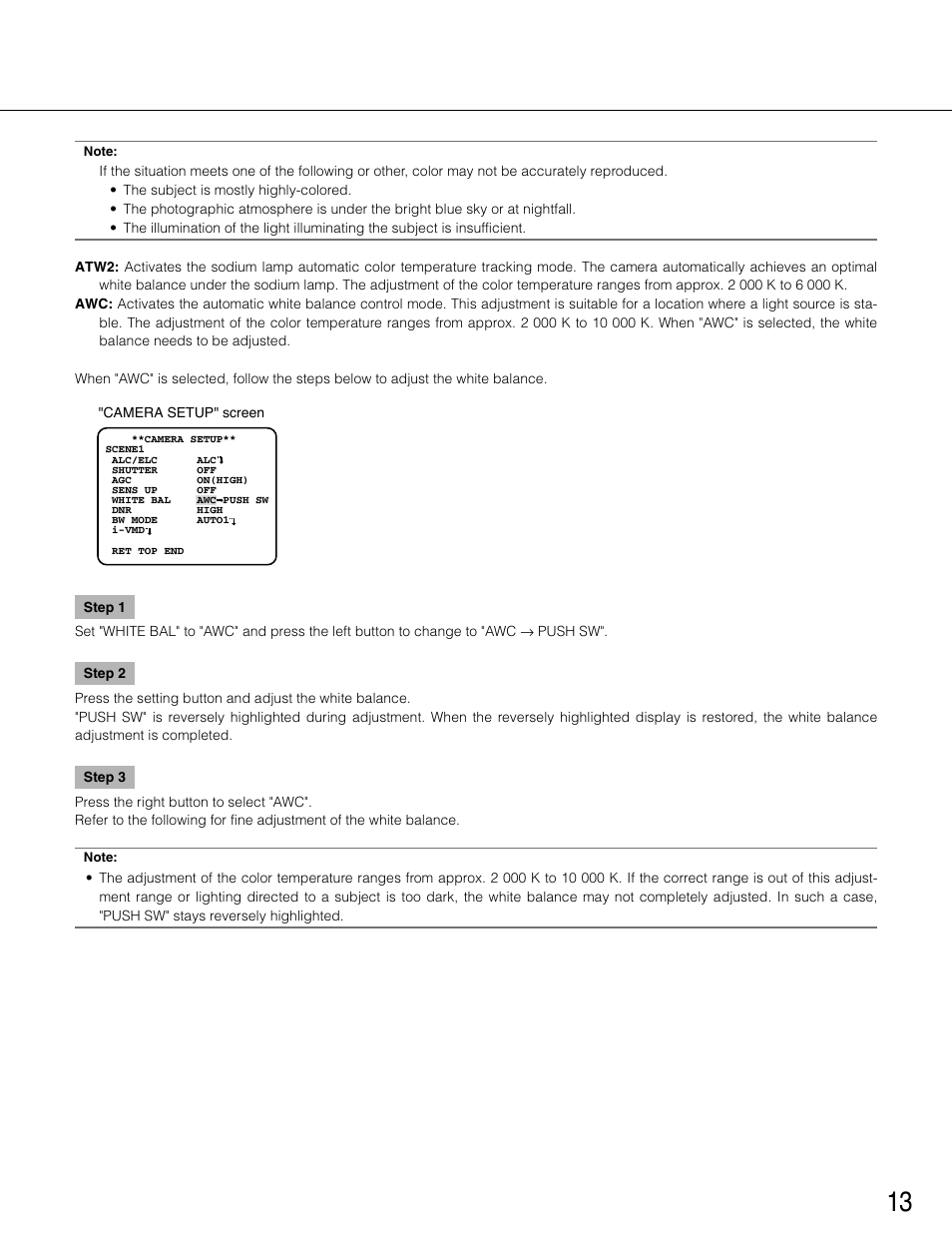 Panasonic WV-CP504E User Manual | Page 13 / 35