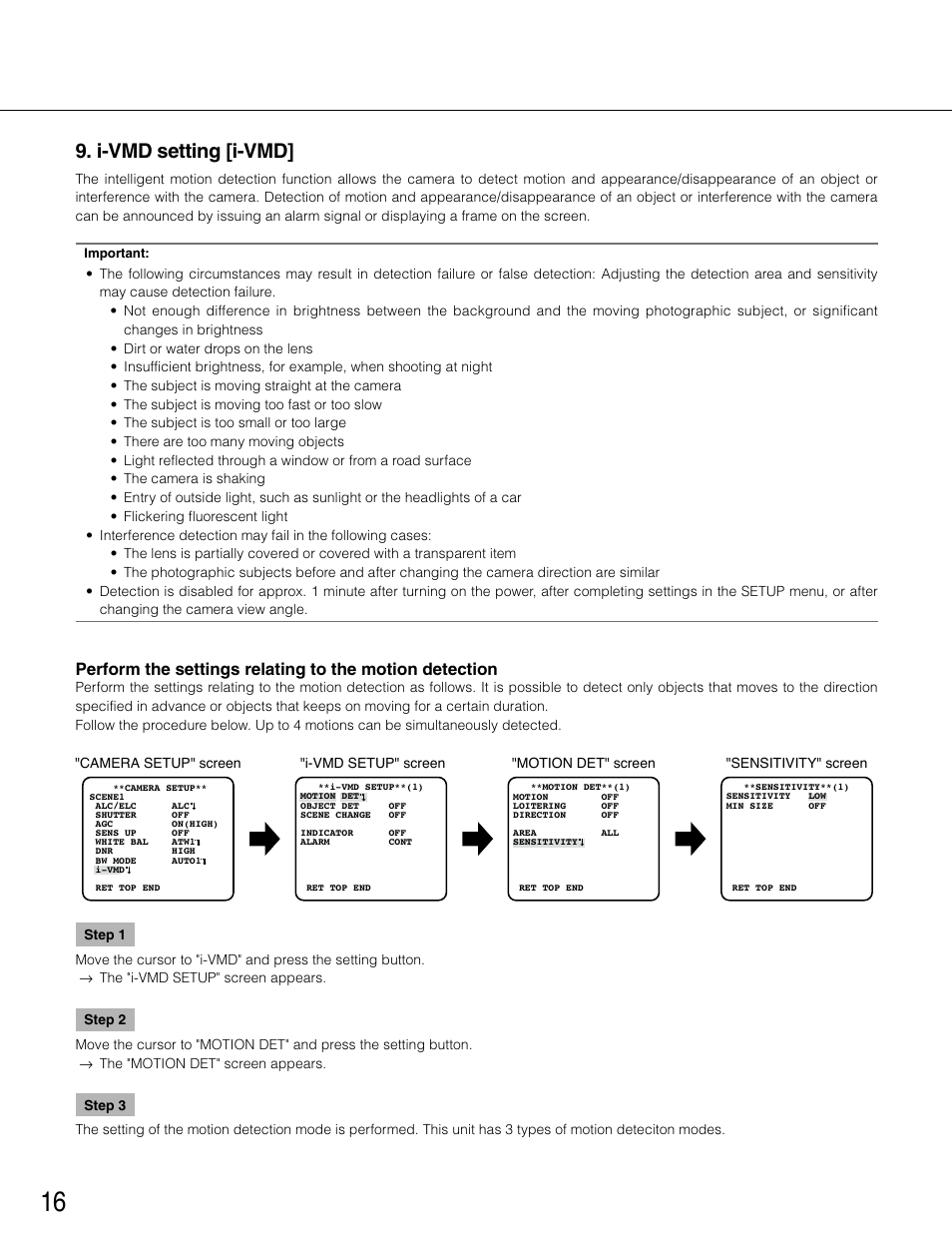I-vmd setting [i-vmd | Panasonic WV-CP504E User Manual | Page 16 / 35