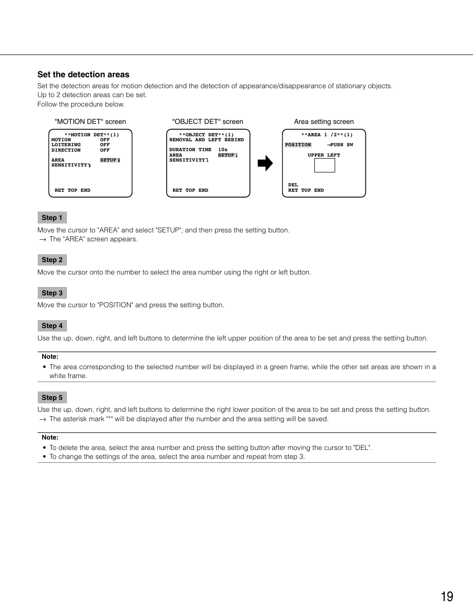 Set the detection areas | Panasonic WV-CP504E User Manual | Page 19 / 35