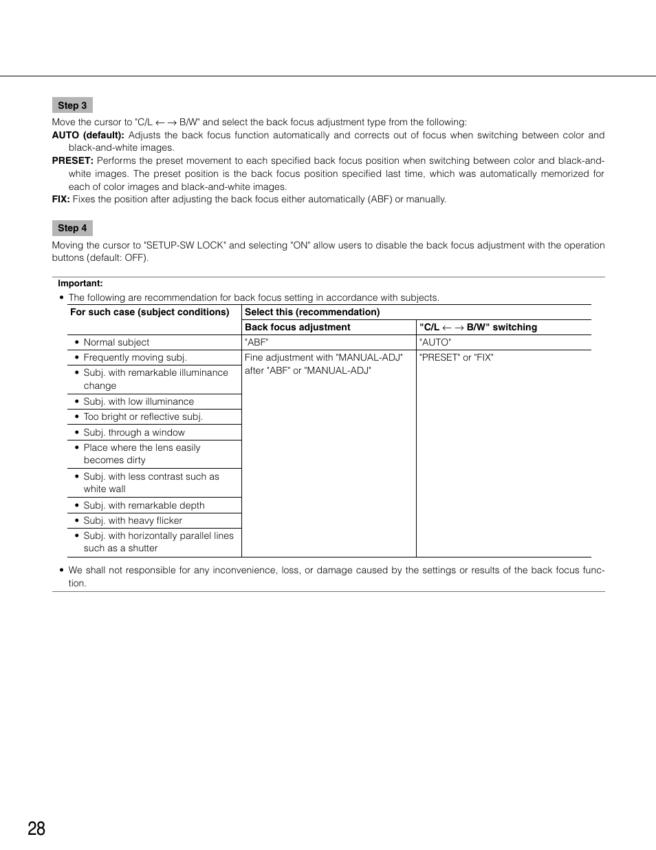 Panasonic WV-CP504E User Manual | Page 28 / 35