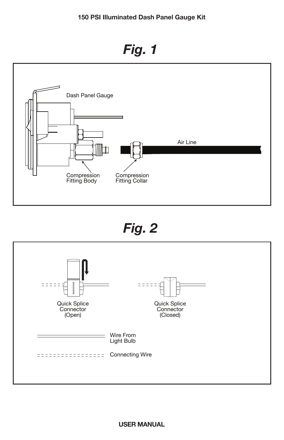 Fig. 1 fig. 2 | VIAIR Illuminated Dash Panel Gauge (10061 & 20062) User Manual | Page 6 / 8