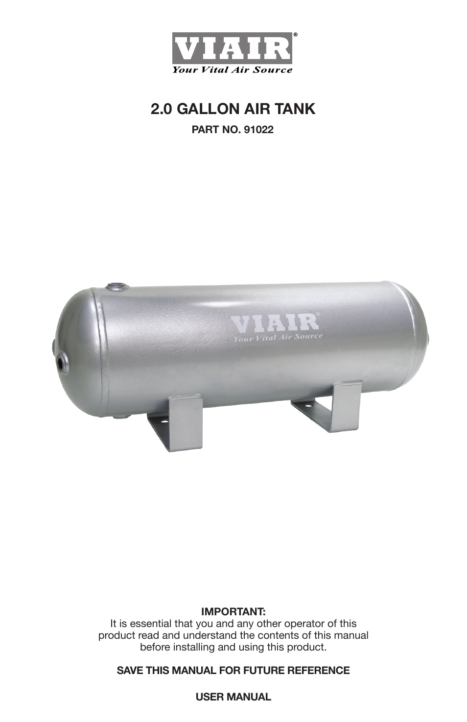 VIAIR Air Tank 2.0 Gallon User Manual | 4 pages