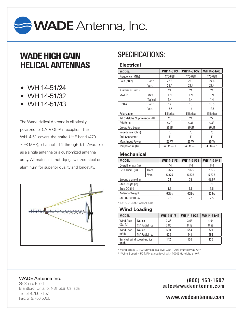 Wade Antenna WH14-51_43 User Manual | 1 page