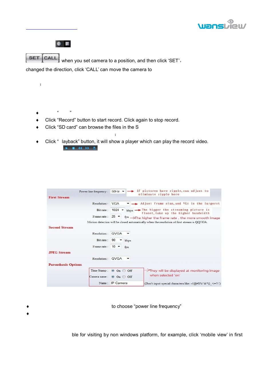 Ideo setting, Video parameters, Video setting | WansView NCH 537MW User Manual | Page 12 / 26