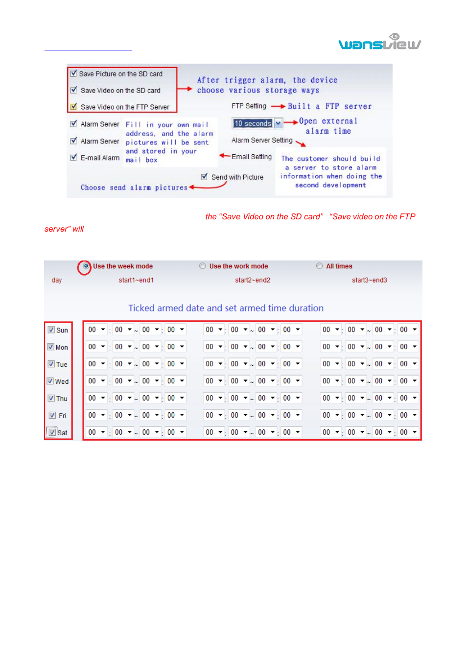 Alarm time setting | WansView NCH 537MW User Manual | Page 16 / 26