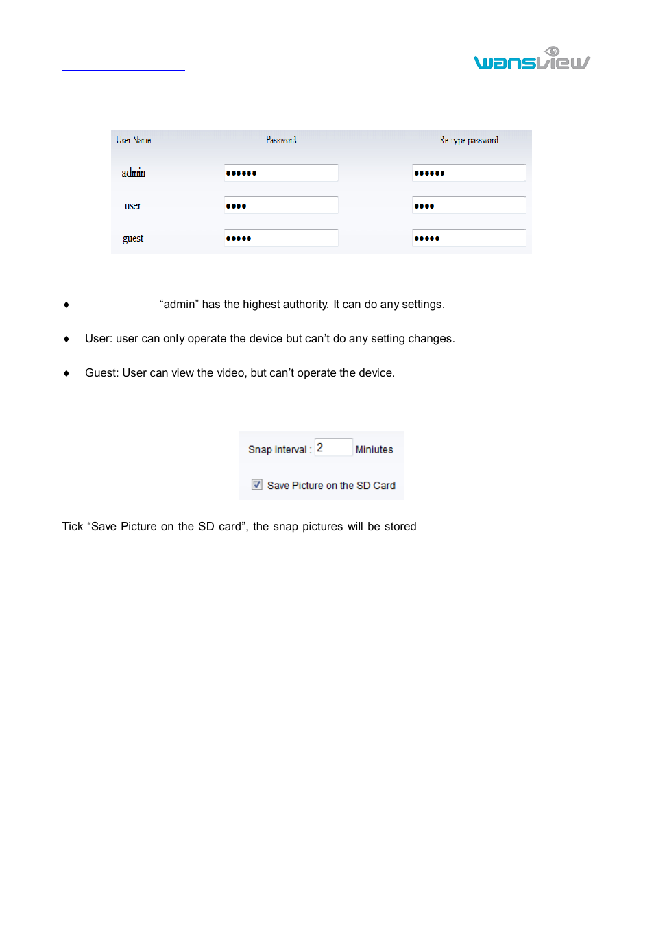 Dvance setting, User management, Auto capture setting | Advance setting | WansView NCH 537MW User Manual | Page 17 / 26