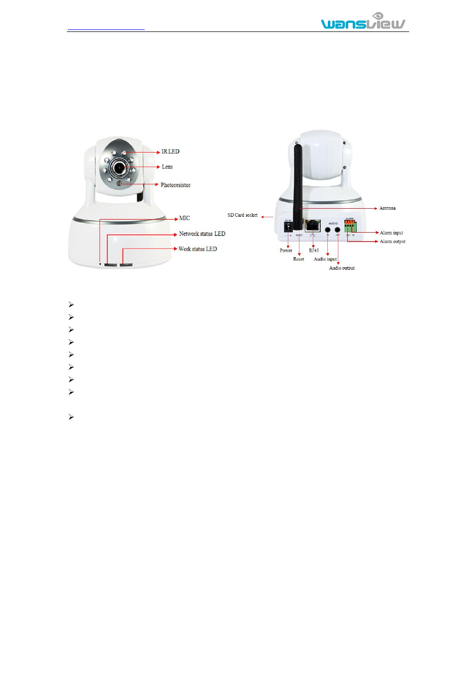 Z series product family, Vga ptz camera ncz550w | WansView NCZ554MW User Manual | Page 17 / 22